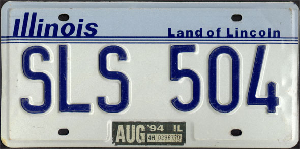 Illinois License Plate 1990's - 2000's License Plate -- Land of Lincoln