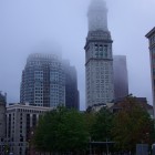 Boston Skyline im Nebel